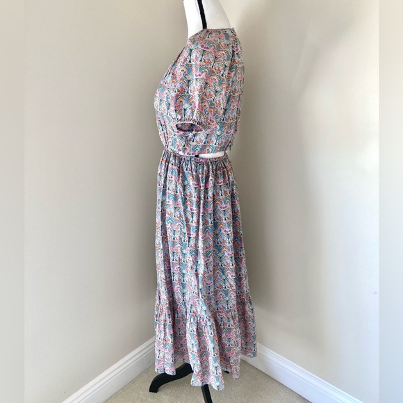 J CREW LIBERTY Fabric CUTOUT ORGANIC COTTON GIORGIA DUKE PRINT Midi DRESS Size 6 - Picture 9 of 15